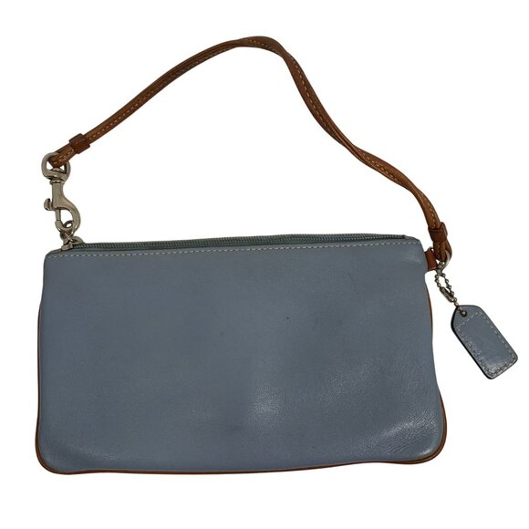 VTG Coach Hamptons Blue British Tan Leather Spectator Pocket Wristlet Wallet '04 - Picture 8 of 15